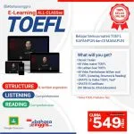 Belajar TOEFL Gak Harus di Kelas! Apa saja yang dipelajari di Kelas E-Learning TOEFL Online ALL-CLASSes? Semua materi yang dibutuhkan untuk menghadapi test TOEFL-ITP untuk semua Section: Listening Comprehension, Structure & Written Expression, Reading Comprehension. Dengan metode yang mudah dipahami serta latihan soal semua Section: Listening Comprehension, Structure & Written Expression, Reading Comprehension yang dilengkapi dengan video pembahasan.