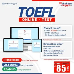 Solusi bagi Anda yang sedang urgent dan membutuhkan sertifikat dalam waktu cepat Bersertifikat SK DIKNAS (Online TOEFL Prediction Test) setara dengan  EPT (English Proficiency Test) Tes untuk menguji kemampuan berbahasa Inggris dengan standar yang ditentukan oleh Lembaga Kursus dan Pelatihan (LKP) Bahasa Inggris Net dari Kampung Inggris Pare