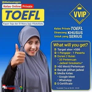 2 bulan Bikin Skor TOEFL Kamu +500 dan Membawamu mendapat Kesempatan Besar Pengen dapat skor TOEFL +500 Dalam Waktu Cepat? Belajar TOEFL otodidak tapi hasilnya tidak memuaskan?! atau Mau belajar TOEFL Tapi bingung harus mulai dari mana? Kamu Pasti Pernah Ngerasain Ini Waktu Belajar TOEFL?
