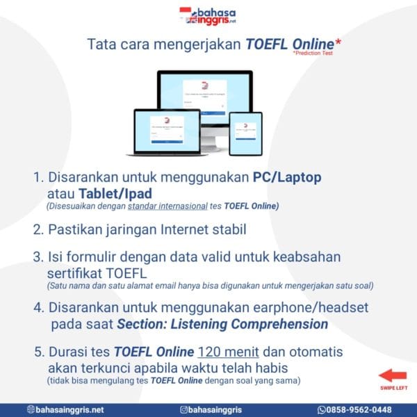 cara tes toefl online
