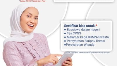 Tes TOEIC Online (Listening - Reading) didesain untuk mengukur kapabilitas bahasa Inggris seseorang dalam pelbagai konteks profesional. Dengan mengikuti test ini, Kamu bisa mengevaluasi kemampuan diri-sendiri pada saat berkomunikasi menggunakan bahasa Inggris. Hasil test Tes TOEIC Online (Listening - Reading) juga bisa digunakan untuk mengidentifikasi kebutuhan maupun kemampuan apa yang harus ditingkatkan untuk menunjang Kamu menjadi cakap berbahasa Inggris.