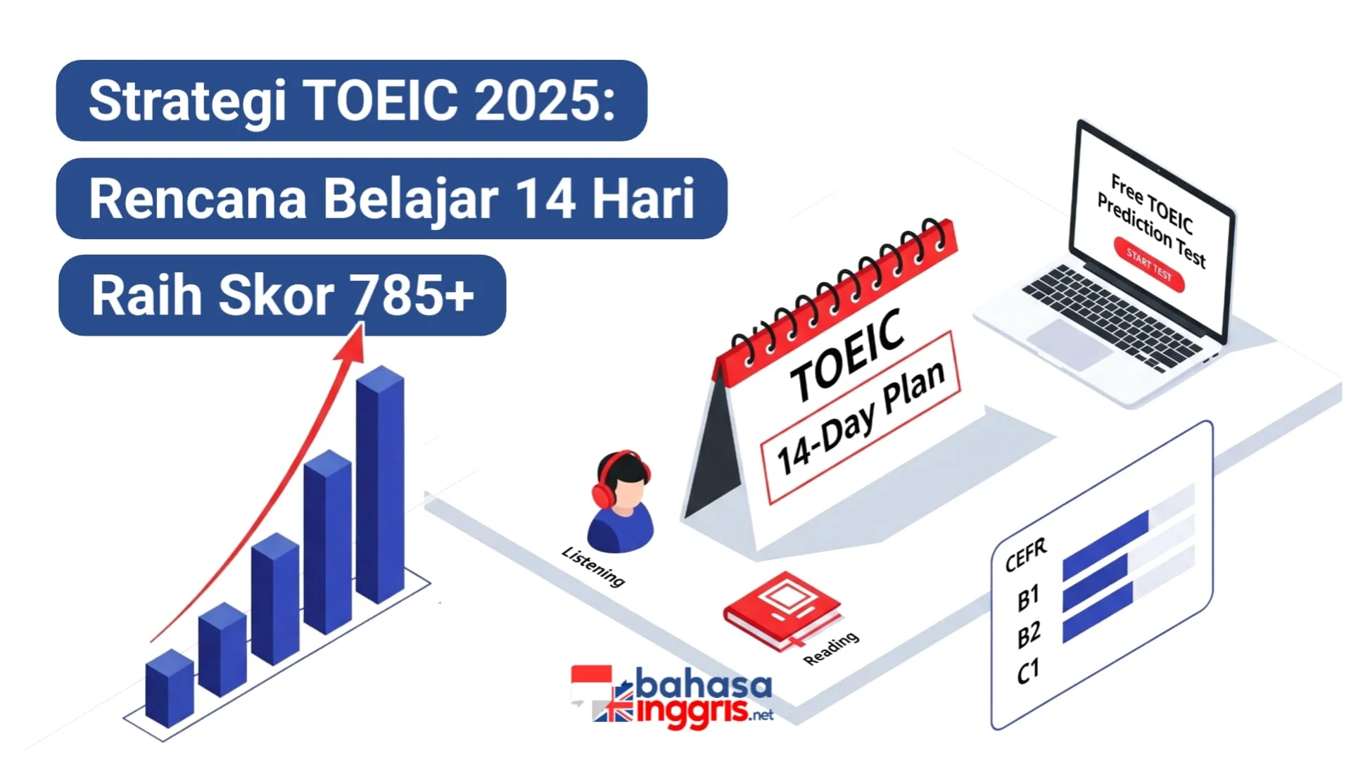 Butuh skor TOEIC tinggi dalam 2 minggu? Coba rencana belajar 14 hari ini! Termasuk strategi jitu & link tes prediksi online gratis terbaru