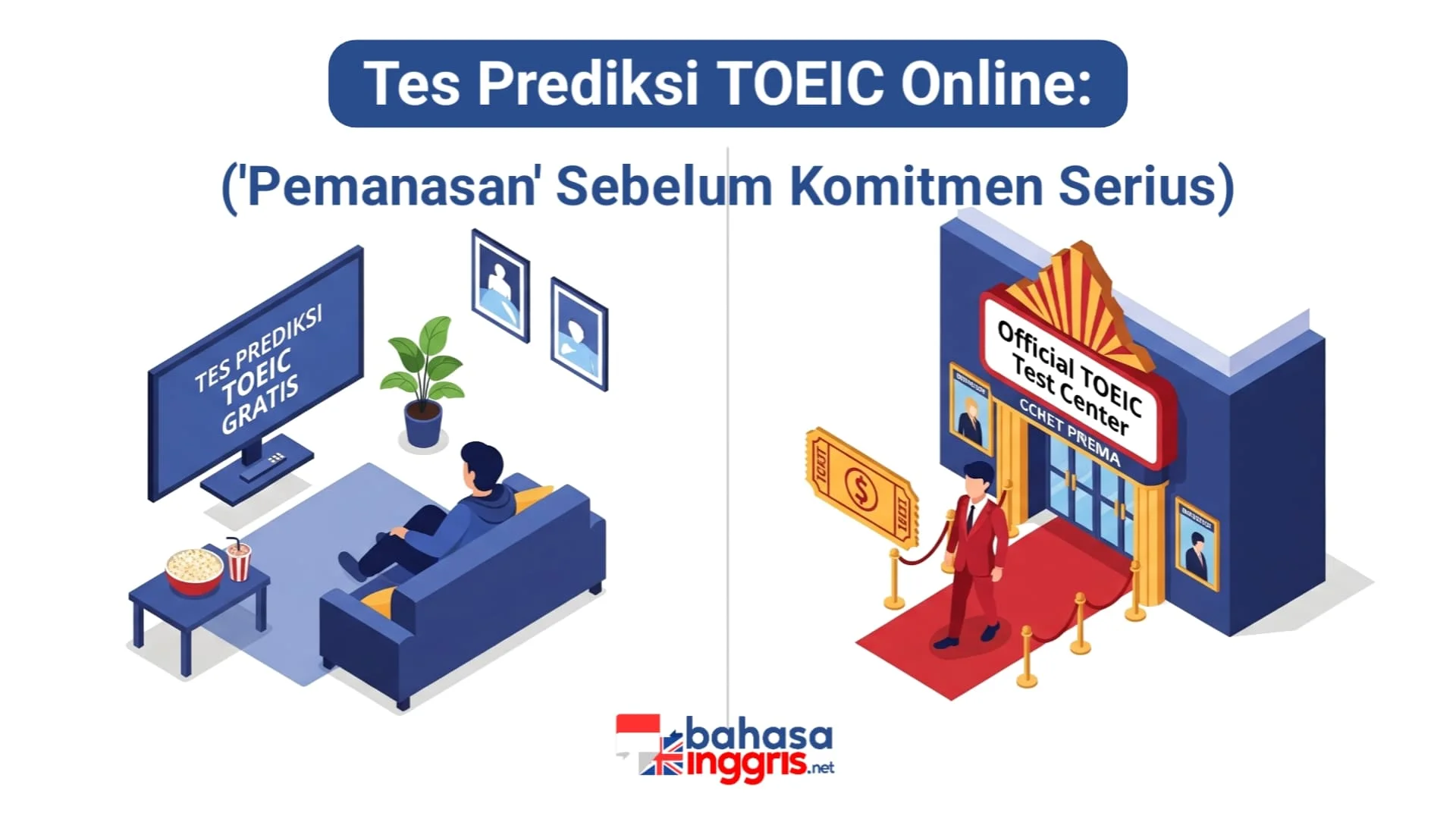 Tes prediksi TOEIC sebagai langkah persiapan strategis. Alat evaluasi gratis ini membantu memperoleh estimasi skor, beradaptasi dengan format tes, dan menyediakan sertifikat opsional untuk keperluan administrasi internal.
