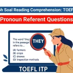 Pronoun Referent Questions adalah jenis soal yang menguji kemampuanmu untuk mengidentifikasi kata benda spesifik yang dirujuk oleh sebuah kata ganti, seperti 'it' atau 'they'. Strategi paling efektif untuk menjawabnya adalah dengan mencocokkan kata ganti tersebut dengan pilihan kata benda yang sesuai secara gramatikal (tunggal atau jamak), kemudian melakukan tes substitusi untuk memastikan kalimatnya logis. Dengan menguasai metode ini, Kamu dapat menjawab soal ini secara cepat dan akurat, sehingga mengamankan poin penting pada tes TOEFL ITP Reading.