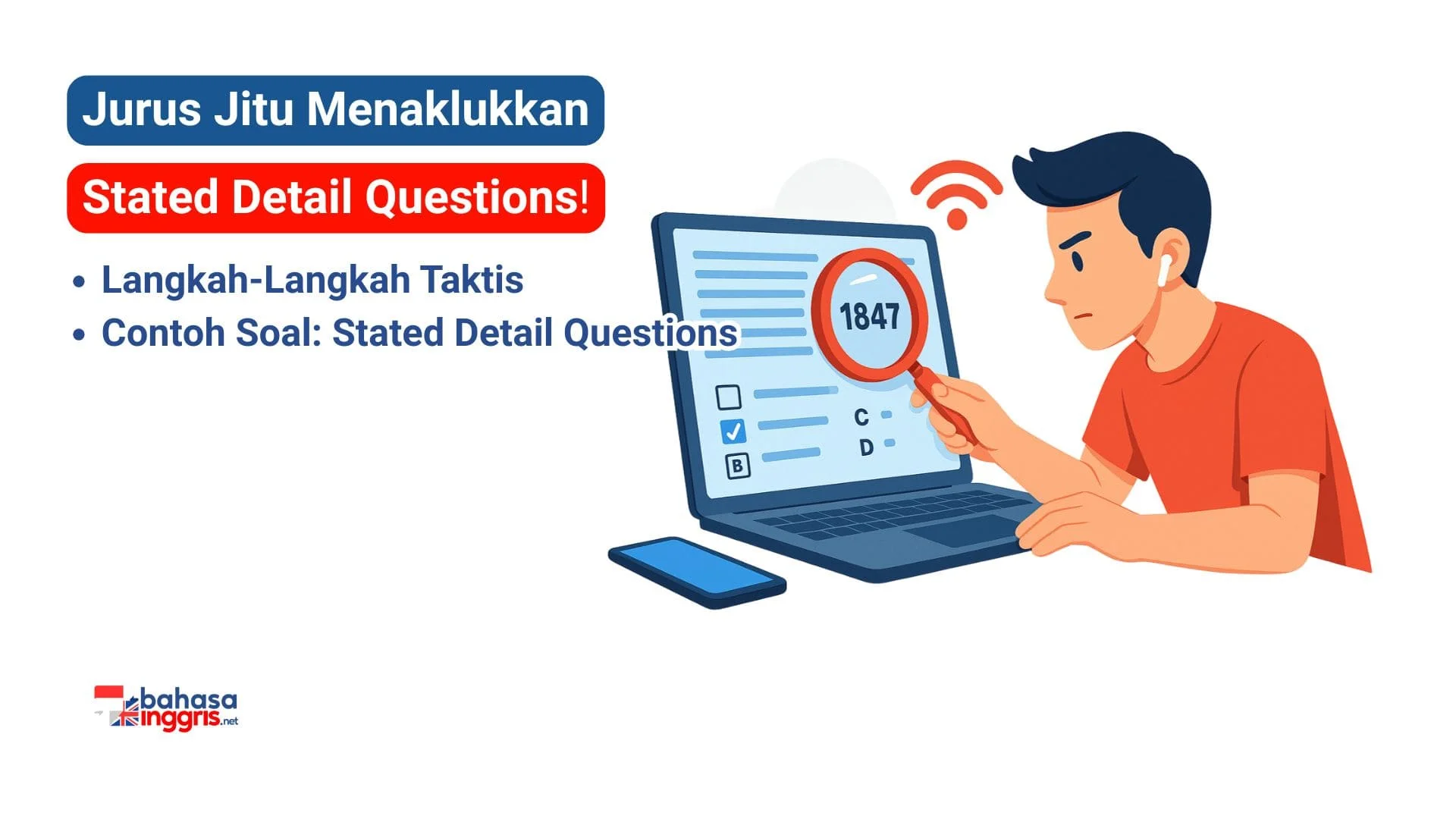 Untuk efisiensi maksimal dalam menjawab jenis pertanyaan Stated Detail Questions, teknik memindai (scanning) merupakan pendekatan yang lebih efektif daripada membaca teks secara menyeluruh. Prosesnya meliputi identifikasi kata kunci dari soal di dalam bacaan dan analisis kalimat terkait untuk menemukan informasi yang tepat. Dengan demikian, jawaban yang akurat dapat diperoleh dengan cepat seraya menghemat waktu pengerjaan.