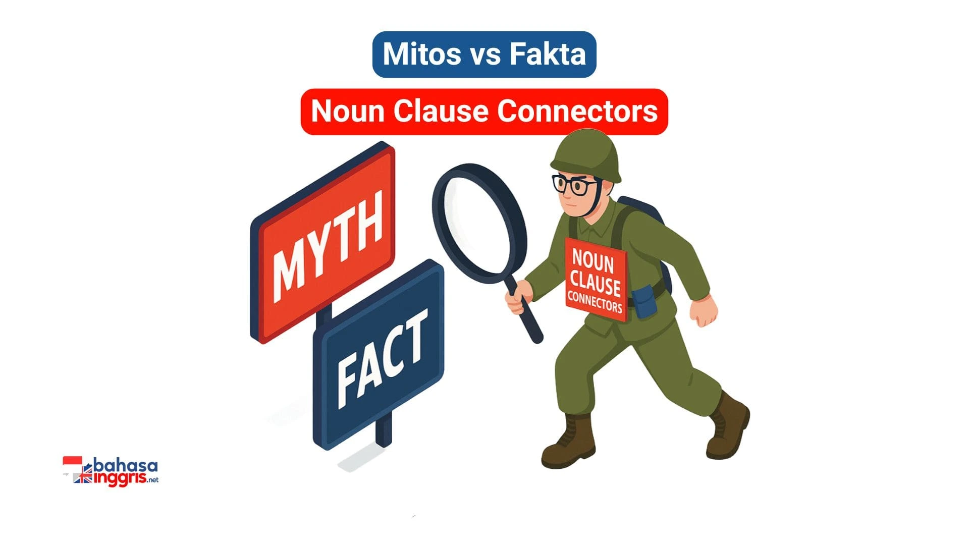 Noun Clause adalah sekelompok kata yang memiliki subjek dan kata kerja sendiri, diawali konektor seperti what, when, whether, atau that, dan berfungsi sebagai satu kesatuan kata benda (sebagai Subjek atau Objek) dalam kalimat. Aturan paling krusial adalah struktur internalnya: setelah konektor, urutannya harus selalu Subjek + Verb (pola normal), bukan pola pertanyaan (Verb + Subjek). Penting juga untuk membedakannya dari klausa lain dengan melihat perannya—apakah ia bertindak sebagai kata benda (menjawab "apa?") atau hanya memberi keterangan (menjawab "kapan/di mana/mengapa?")