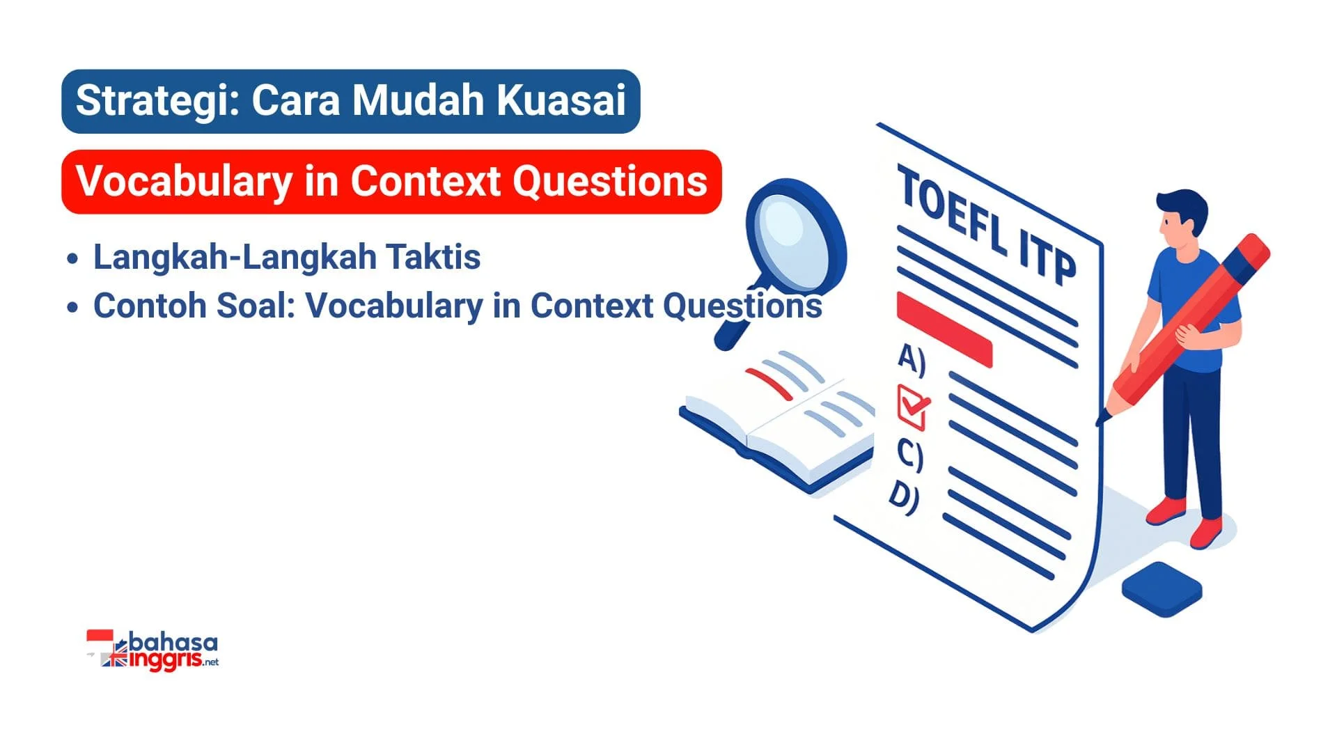 Untuk menjawab jenis pertanyaan Vocabulary in Context Questions secara efektif, mulailah dengan menemukan kata yang ditanyakan dan membaca keseluruhan kalimat untuk memahami konteks penggunaannya. Selanjutnya, perhatikan petunjuk-petunjuk di sekitarnya, seperti contoh atau perbandingan, untuk menyimpulkan makna kata tersebut sebelum melihat pilihan jawaban. Terakhir, gunakan pemahaman ini untuk mengeliminasi pilihan yang salah dan lakukan tes substitusi untuk memastikan jawaban yang paling akurat.