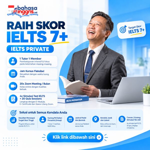 Kelas Private IELTS Online Super Exclusive 20x pertemuan (1-on-1). Kupas tuntas Listening, Reading, Writing & Speaking. Bebas atur jadwal. Daftar sekarang!