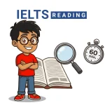 Panduan IELTS Reading: format 3 passage, jenis soal, teknik skimming dan scanning, manajemen waktu 60 menit, dan tabel skor band 7+.